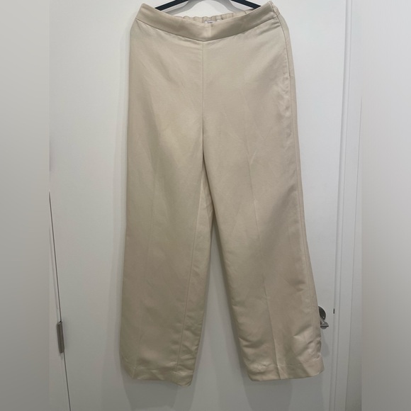 & Other Stories Linen Blend Light Beige Pull on Wide- Leg Trouser - Picture 4 of 7